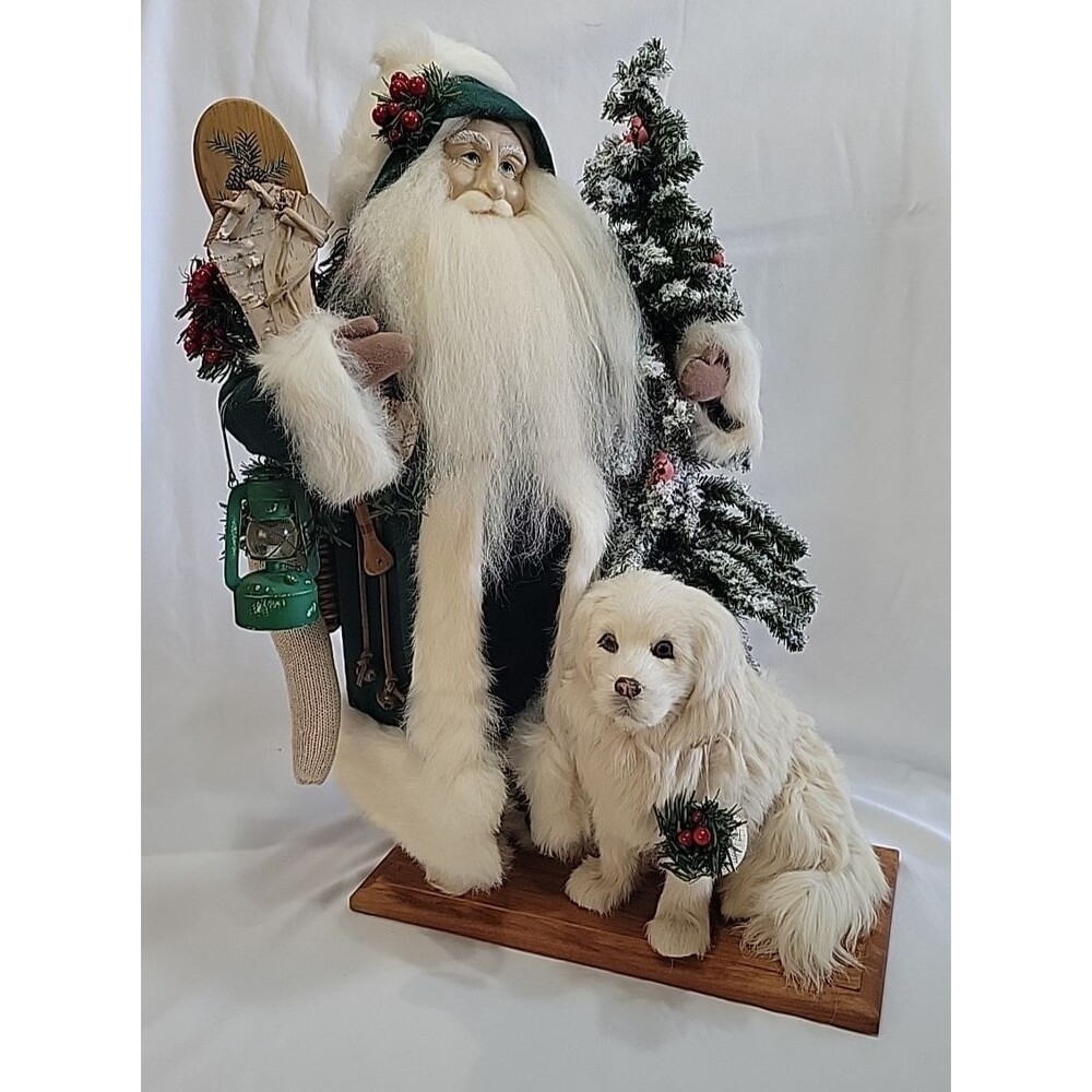 Lynn Haney "Snowbound" Santa Figurine #2219 Signed 1999 Father Christmas Dog 21"